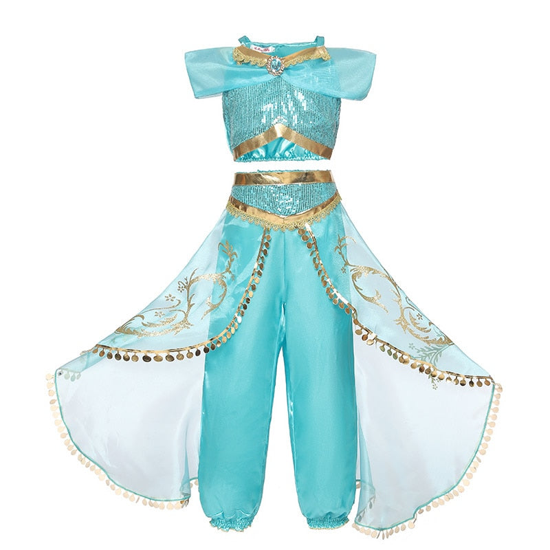 Disney Princess Dresses Sleeping Beauty Belle Beauty and the Beast Costume Dress Children Party Clothes JASMINE / 9