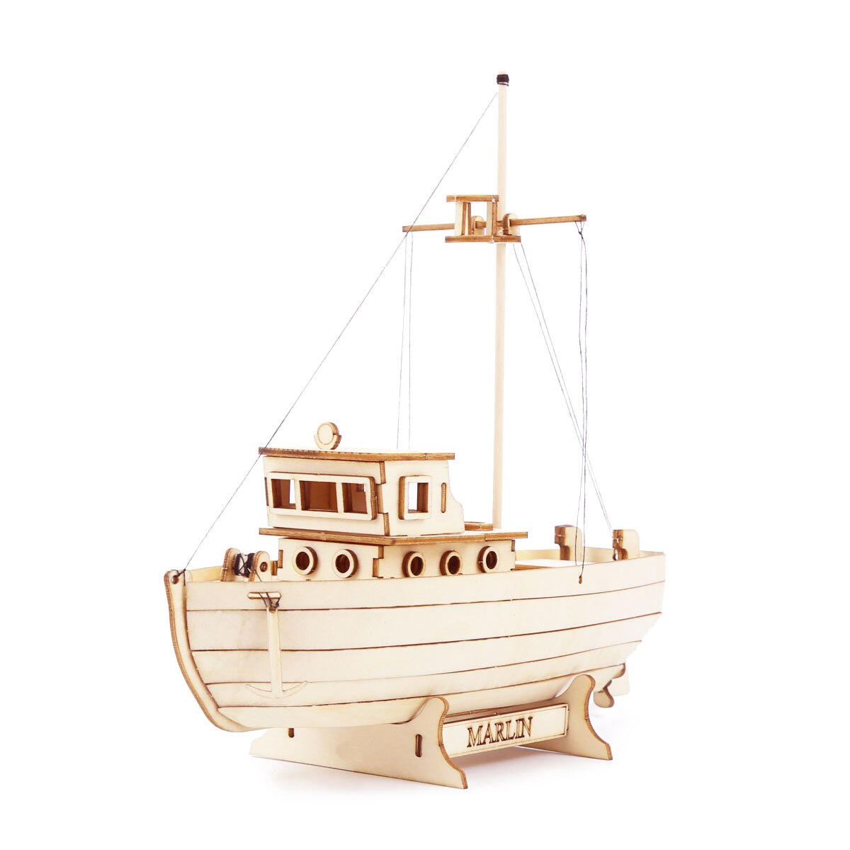 Wooden Ship Model Kit Sailboat Fishing Boat Building 3D Puzzle Assembly Wood DIY Mechanical Toy