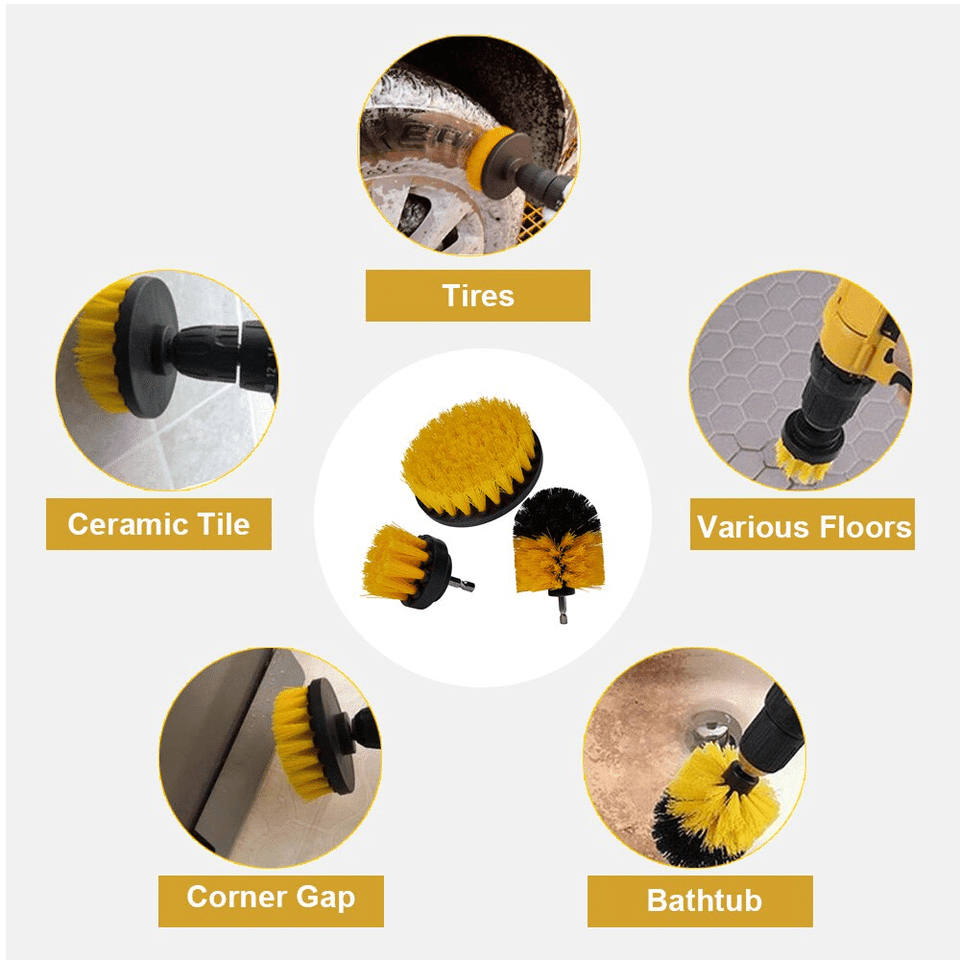 3Pcs/Set Electric Drill Brush Power Scrubber