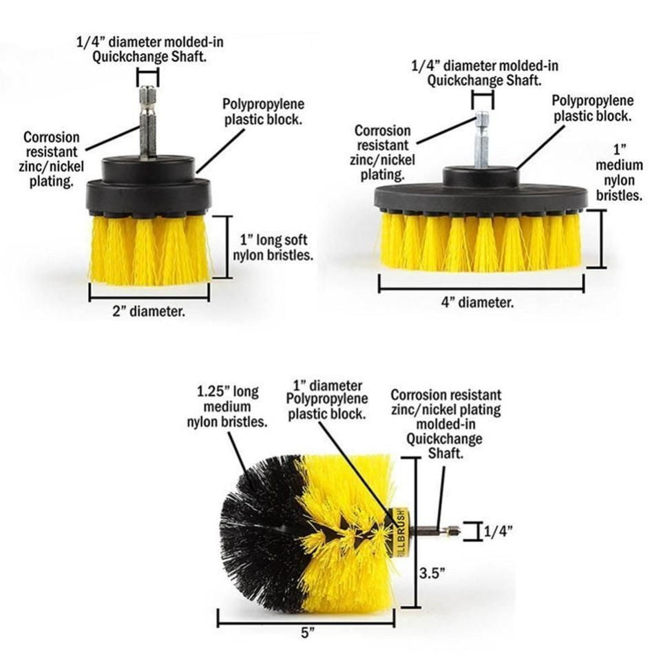 3Pcs/Set Electric Drill Brush Power Scrubber