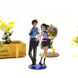 Your Name Anime Acrylic Stand Figure Cake Topper - Premium Taki & Mitsuha High School Uniform Standee - Kimi no Na wa Cinematic Twilight Decor - (15CM)