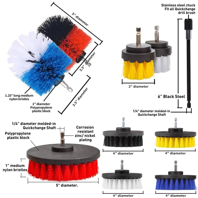 3Pcs/Set Electric Drill Brush Power Scrubber