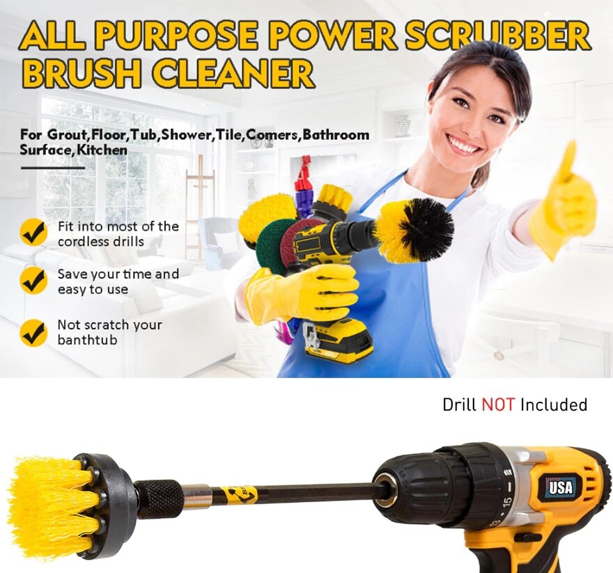 3Pcs/Set Electric Drill Brush Power Scrubber