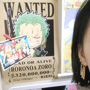 One Piece Zoro Stud Fashion Anime Cosplay Earrings