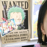 One Piece Zoro Stud Fashion Anime Cosplay Earrings