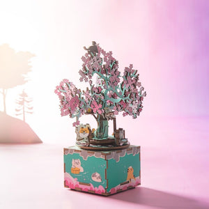 3D Cherry Tree Cats Jigsaw Music Box