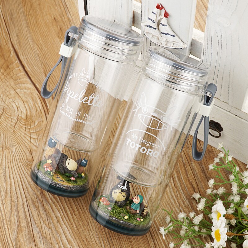 Totoro Portable Insulated Cute Glass Water Bottle