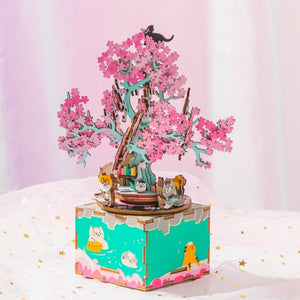3D Cherry Tree Cats Jigsaw Music Box
