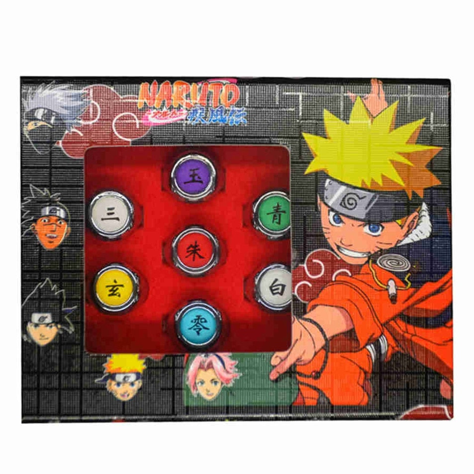 10PCS Anime Naruto Metal Action Figure Rings Set