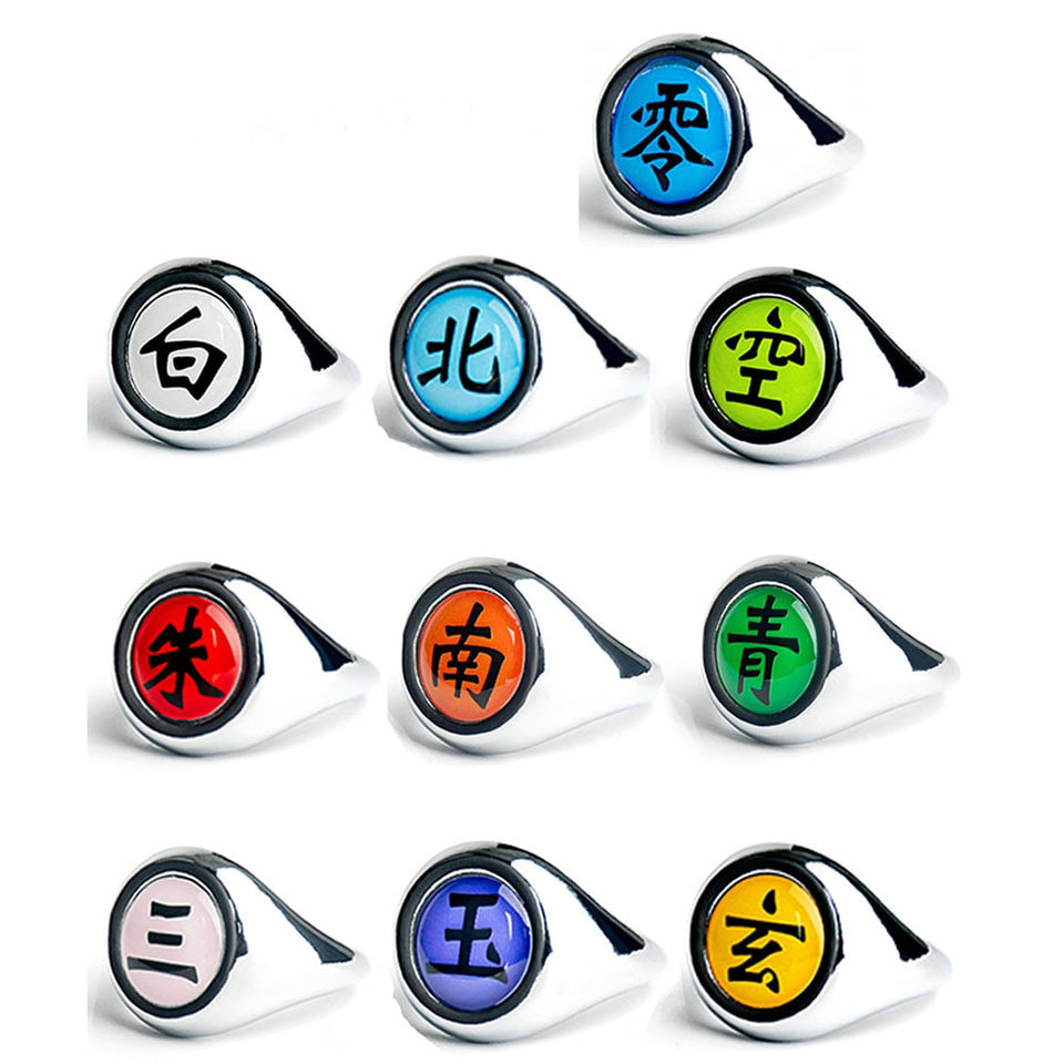 10PCS Anime Naruto Metal Action Figure Rings Set