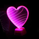 3D Heart Mirror LED Night Light Lamp