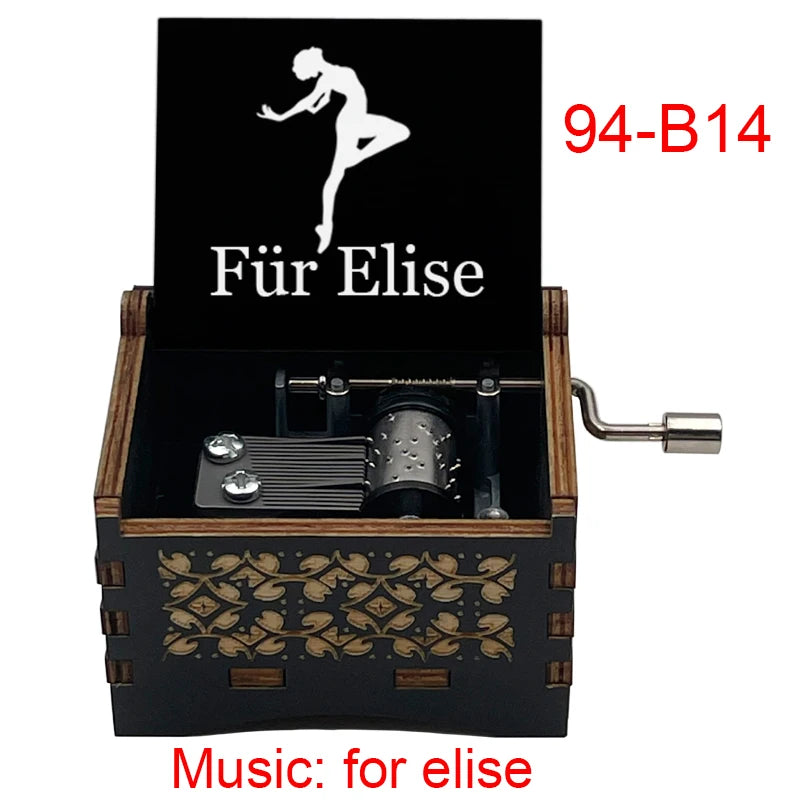 Für Elise Hand-Crank Wooden Music Box - Laser-Engraved Beethoven Classical Theme Replica - Elegant Ballerina Souvenir & Vintage Musical Keepsake Gift