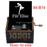 Für Elise Hand-Crank Wooden Music Box - Laser-Engraved Beethoven Classical Theme Replica - Elegant Ballerina Souvenir & Vintage Musical Keepsake Gift