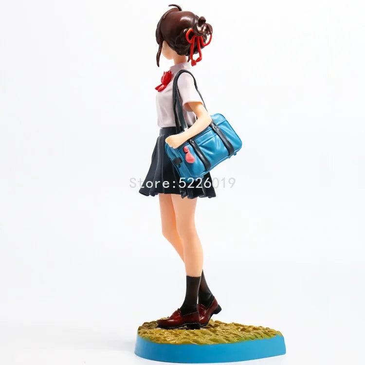 Your Name Anime Figure Set - Premium Taki Tachibana & Mitsuha Miyamizu Uniform Statue - Kimi no Na wa Interlocking Diorama Base Model - Romantic Shinkai Film Collectible Fan Gift with Heart Window Box - (22CM)