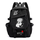 Anime Tactical Buckle Canvas Backpack - Leaf Village & Anbu Mask Graphic School Bookbag with Laptop Sleeve - Aesthetic Multi-Pocket Travel Rucksack for Students & Anime Fans