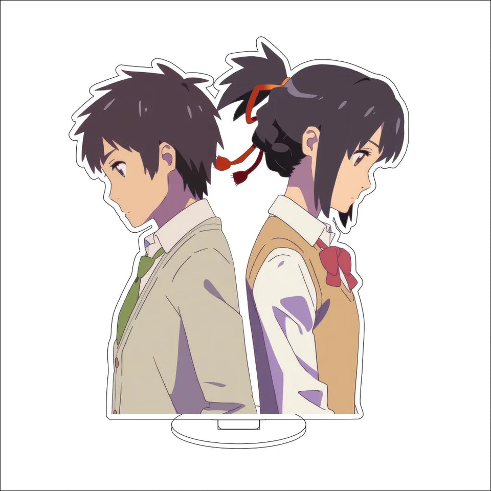 Your Name Anime Acrylic Standee Collection - Premium Taki & Mitsuha Timeline Variant Figures - Kimi no Na wa Kataware-doki Twilight Desk Decor - Romantic Manga Fan Gift Set for Bookshelf, Desk & Room Display