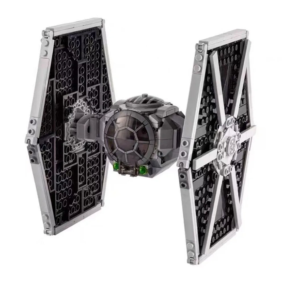 Imperial TIE Fighter Building Blocks Set - 496 Pcs Galactic Starship Model - Includes 3 Pilot & Trooper Figures - Space War Construction Toy & Display Piece - Premium Bricks Gift for Star Wars Fans