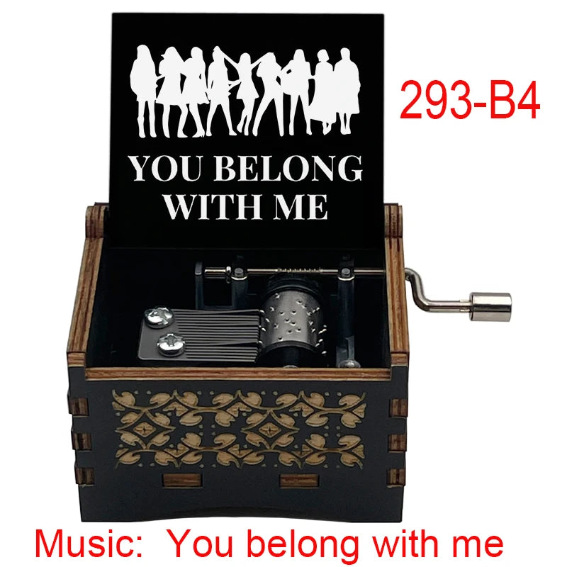 "You Belong With Me" Hand-Crank Wooden Music Box - Taylor Swift Inspired Fan Souvenir - Laser-Engraved Lyrics & Portrait - Limited Edition Musical Keepsake Gift