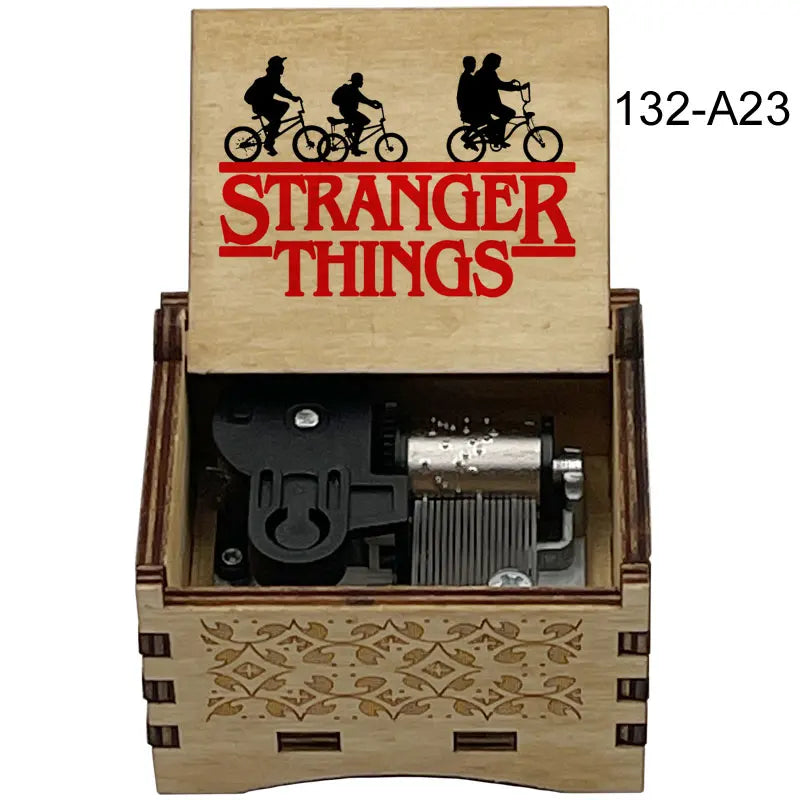 Stranger Things Alphabet Wall Hand-Crank Music Box - Vintage Laser-Engraved Wooden Keepsake - Classic Sci-Fi Mystery Movie Souvenir & Collector’s Gift