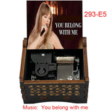 "You Belong With Me" Hand-Crank Wooden Music Box - Taylor Swift Inspired Fan Souvenir - Laser-Engraved Lyrics & Portrait - Limited Edition Musical Keepsake Gift