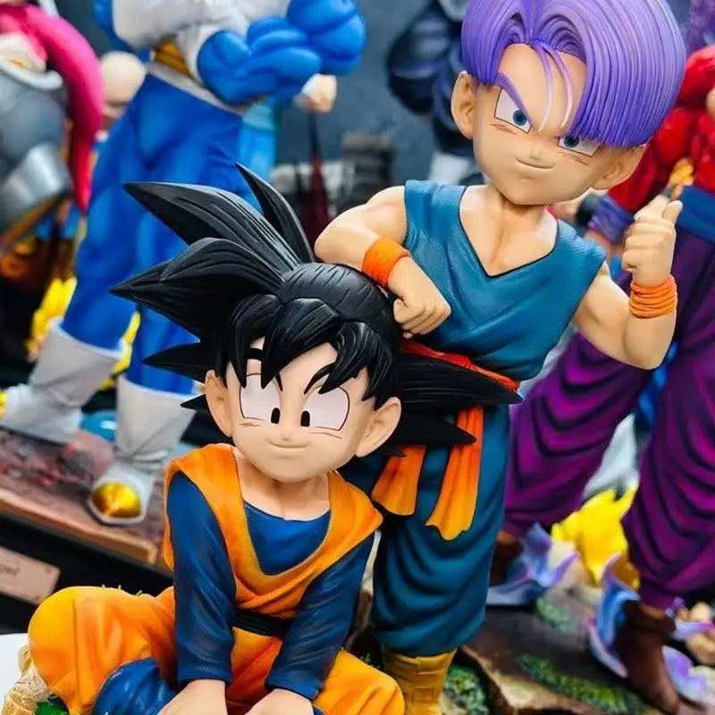 Anime Saiyan Goten and Trunks Diorama Figure - 24cm Premium Kid Goten & Trunks Soft-Haired Action Statue - Collectible Z Battle Universe Model - Nostalgic Manga Fan Gift for Shelf Display - (24CM)