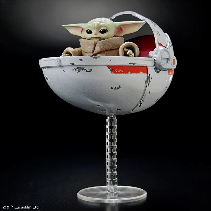 Bandai Original Star Wars: The Mandalorian Grogu Model Kit - Genuine 1/12 Scale Baby Yoda Action Figure with Hover Pram - Premium Grogu Collection Toys & Gifts