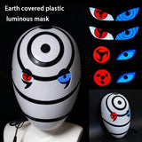 Naruto Obito War Mask with LED Glowing Eyes - Tobi White Rinnegan & Sharingan Illuminated Cosplay Helmet - Full-Face Light-Up Mask for Anime Conventions, Halloween & Displays