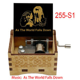 Classic Fantasy Ballad Wooden Music Box - Retro Hand Cranked Musical Gift with As The World Falls Down Quote - Romantic Laser Engraved Silhouette Keepsake for Anniversary, Birthday & Desk Decor