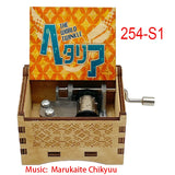 Anime Axis Powers Wooden Music Box - Vintage Hand-Crank Engraved Wooden Musical Toy - Retro Axis & Allies Character Art Print Musicbox - Collectible Nostalgic Fan Gift for Birthday & Room Display