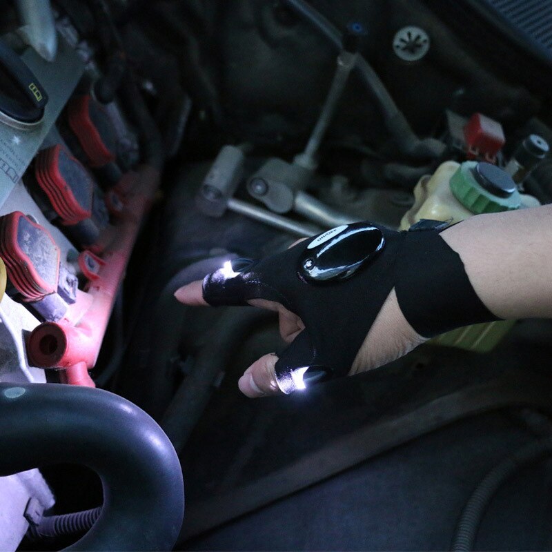 Fingerless LED Flashlight Gloves
