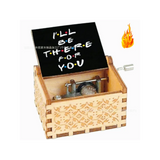 Friends TV Show Hand-Crank Wooden Music Box - "I'll Be There For You" Theme Song - Laser-Engraved Cast Silhouette & Iconic Umbrella Art - Nostalgic TV Series Collectible & Best Friend Gift