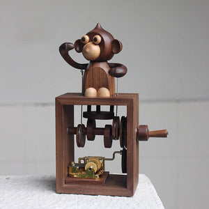Brown Cute Wooden Animal Music Box