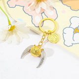 Harry Potter Golden Snitch Keychain - Handcrafted Quidditch Seeker Pendant & Backpack Accessory - Vintage Movie Replica Jewelry Gift