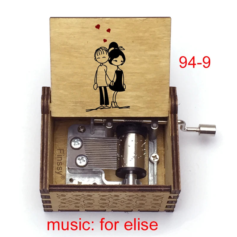 Für Elise Hand-Crank Wooden Music Box - Laser-Engraved Beethoven Classical Theme Replica - Elegant Ballerina Souvenir & Vintage Musical Keepsake Gift