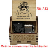 Pop Icon Engraved Wooden Music Box - Retro Hand Cranked Musical Box with We Are Never Ever Getting Back Together Quote - Nostalgic Music Fan Keepsake Gift for Birthday, Room & Desk Decor