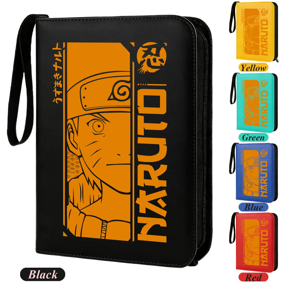 Anime Rogue Ninja Zippered Trading Card Binder - 9-Pocket PU Leather TCG Collector Folder Album with Wrist Strap & Red Cloud Graphic - Portable Storage Case for Pokemon, MTG, Yu-Gi-Oh & Sports Cards