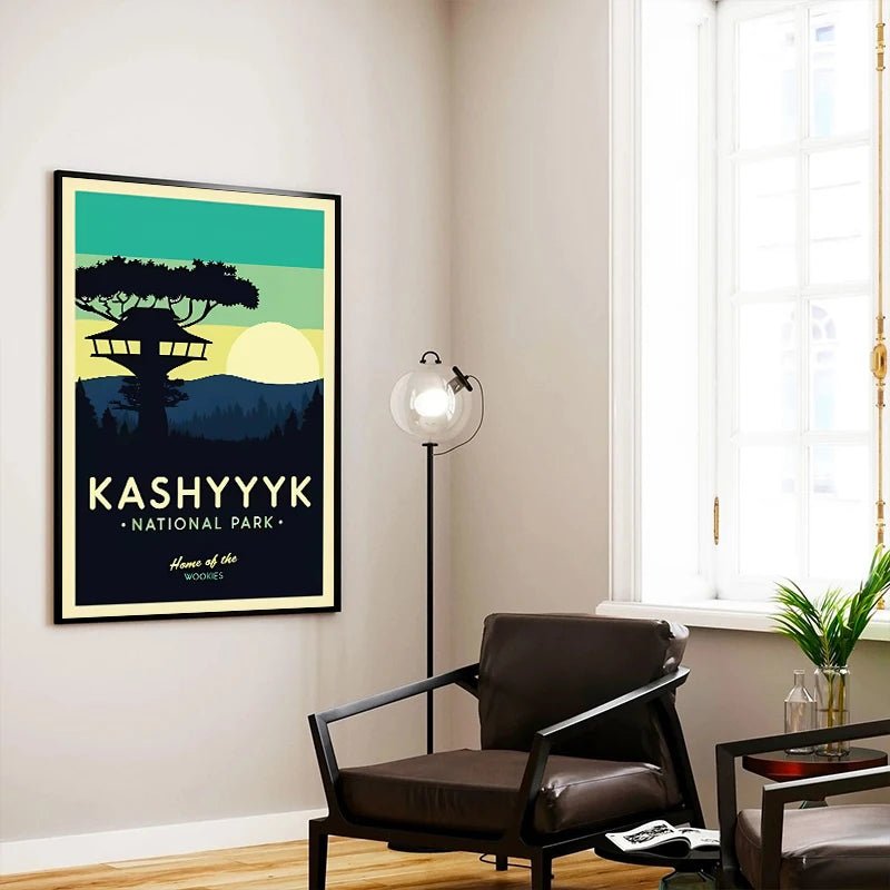 Star Wars Travel Poster Canvas Wall Art - Vintage Retro Planet Prints - Minimalist Sci-Fi Movie Decor for Home, Office, or Game Room - Naboo, Mustafar & Endor Editions