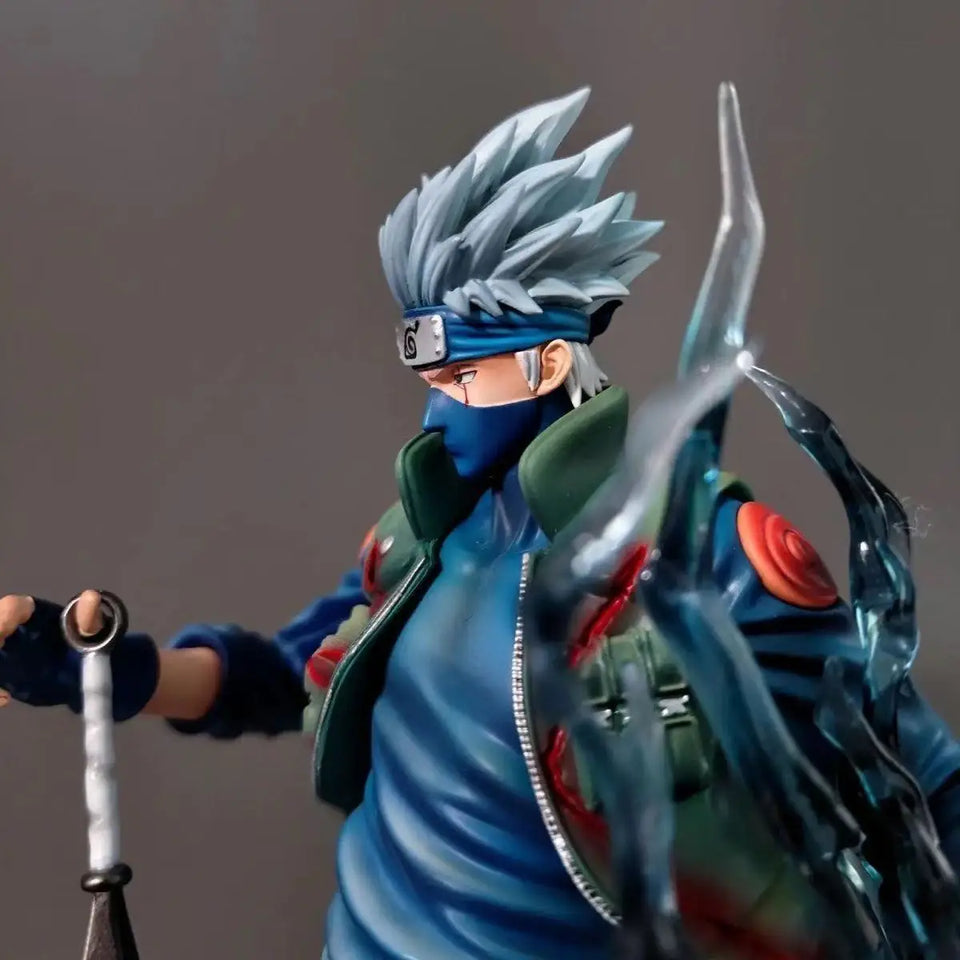 Premium Anime Copy Ninja Collectible Statue - High-Detail Leaf Village Sensei Action Figure - Elite Lightning Style PVC Figure with Dark Chakra Aura Effect & Terrain Base - Gift for Manga Fans, PC Setup & Shelf Display - (25C