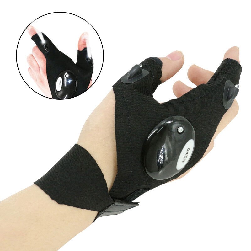 Fingerless LED Flashlight Gloves