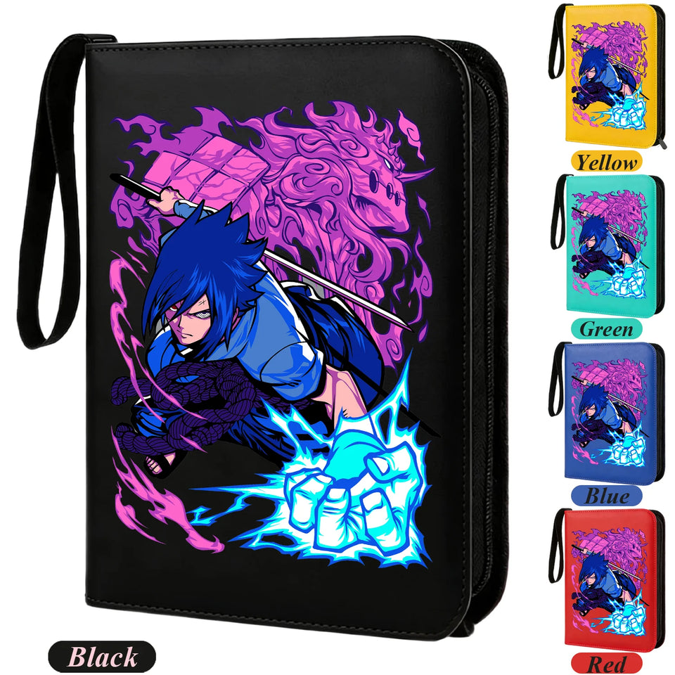 Anime Rogue Ninja Zippered Trading Card Binder - 9-Pocket PU Leather TCG Collector Folder Album with Wrist Strap & Red Cloud Graphic - Portable Storage Case for Pokemon, MTG, Yu-Gi-Oh & Sports Cards