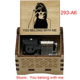 "You Belong With Me" Hand-Crank Wooden Music Box - Taylor Swift Inspired Fan Souvenir - Laser-Engraved Lyrics & Portrait - Limited Edition Musical Keepsake Gift