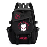 Anime Tactical Buckle Canvas Backpack - Leaf Village & Anbu Mask Graphic School Bookbag with Laptop Sleeve - Aesthetic Multi-Pocket Travel Rucksack for Students & Anime Fans
