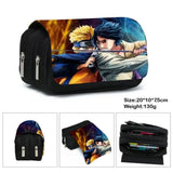 Anime Ninja Large Capacity Pencil Case - Double Zipper Canvas Pen Pouch Bag with Akatsuki Cloud & Shinobi Print - Back to School Stationeries Organizer & Cosmetic Travel Pouch for Students & Anime Fans