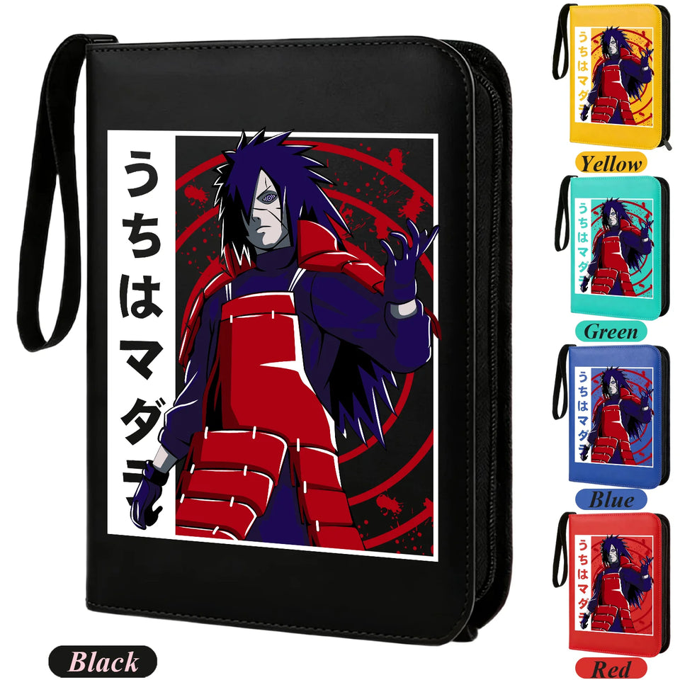 Anime Rogue Ninja Zippered Trading Card Binder - 9-Pocket PU Leather TCG Collector Folder Album with Wrist Strap & Red Cloud Graphic - Portable Storage Case for Pokemon, MTG, Yu-Gi-Oh & Sports Cards