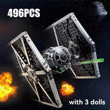 Imperial TIE Fighter Building Blocks Set - 496 Pcs Galactic Starship Model - Includes 3 Pilot & Trooper Figures - Space War Construction Toy & Display Piece - Premium Bricks Gift for Star Wars Fans