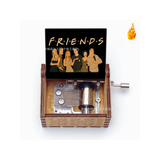 Friends TV Show Hand-Crank Wooden Music Box - "I'll Be There For You" Theme Song - Laser-Engraved Cast Silhouette & Iconic Umbrella Art - Nostalgic TV Series Collectible & Best Friend Gift