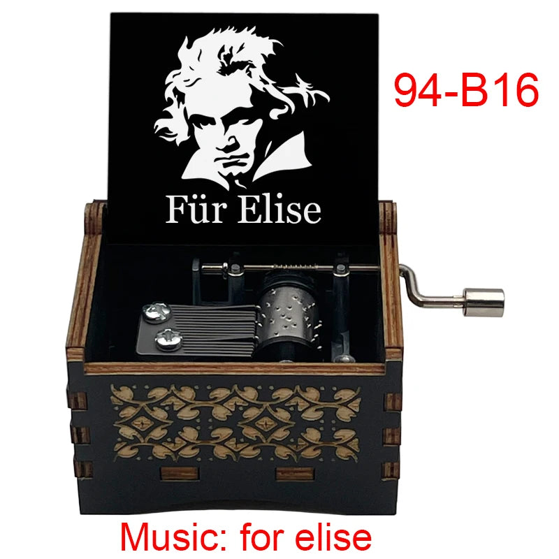 Für Elise Hand-Crank Wooden Music Box - Laser-Engraved Beethoven Classical Theme Replica - Elegant Ballerina Souvenir & Vintage Musical Keepsake Gift