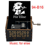 Für Elise Hand-Crank Wooden Music Box - Laser-Engraved Beethoven Classical Theme Replica - Elegant Ballerina Souvenir & Vintage Musical Keepsake Gift