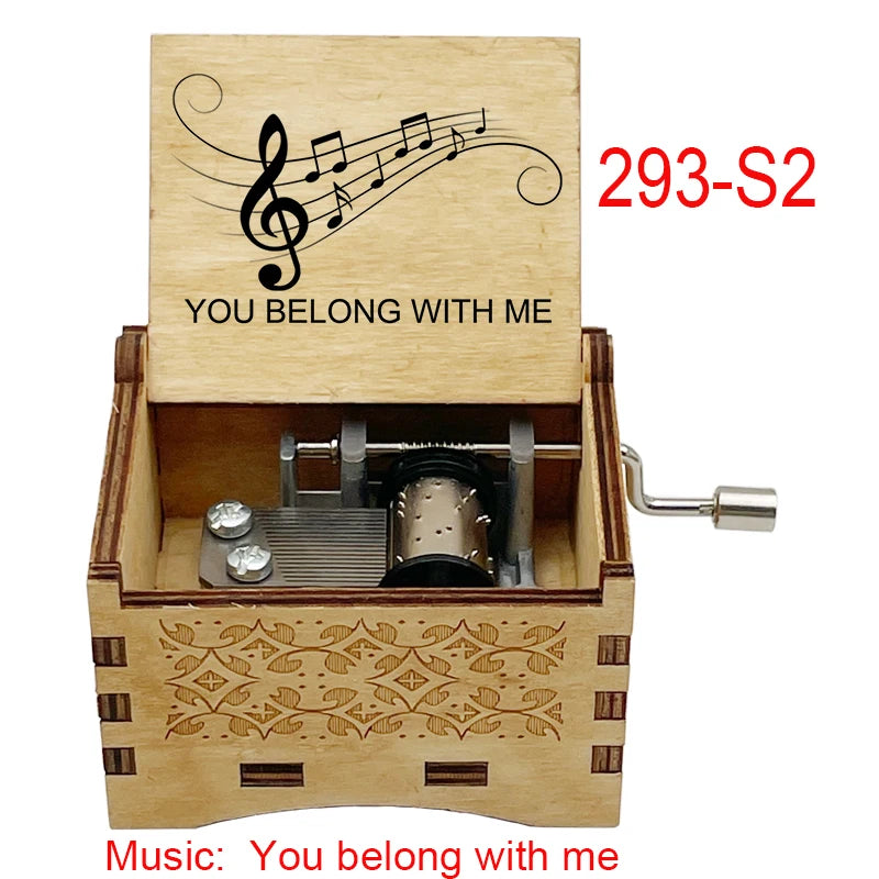 "You Belong With Me" Hand-Crank Wooden Music Box - Taylor Swift Inspired Fan Souvenir - Laser-Engraved Lyrics & Portrait - Limited Edition Musical Keepsake Gift