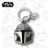 Star Wars Mandalorian Helmet Pewter Keyring - Premium Metal Beskar-Inspired Keychain - 3D Sculpted Mando Helmet Bag Charm - Galactic Bounty Hunter Accessory & Gift for Fans